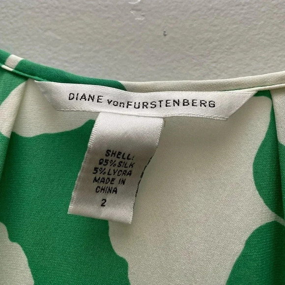 DVF - Green Ginko Print Silk Dress - Picture 6 of 10